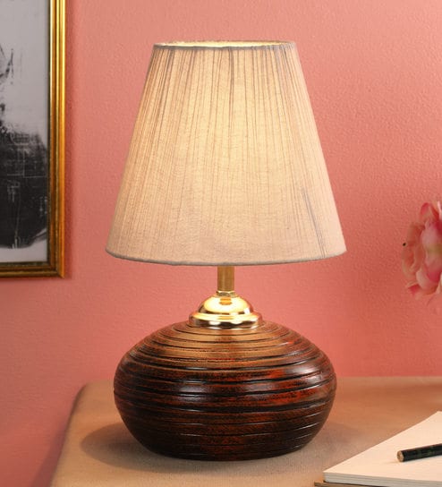 Elvis White Fabric Shade Night Lamp With Teracotta Base By Foziq