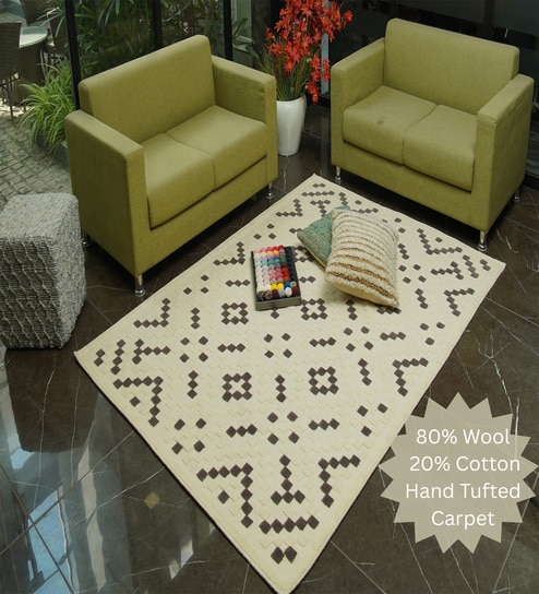 the woven legacy White Floral Wool Hand Tufted Carpet-picture-34