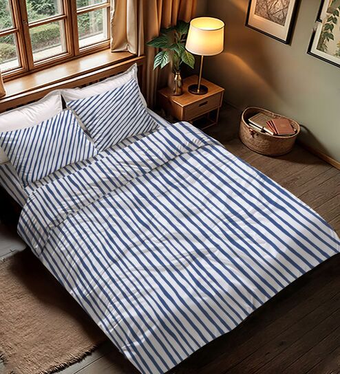 White Geometric 400 TC Cotton 4 Pieces Bedding Set Luxury Collection by Threads