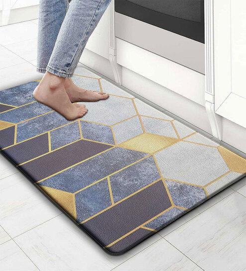 Multicolor Geometric Microfibre 30x18 Inches Anti Skid Door Mat