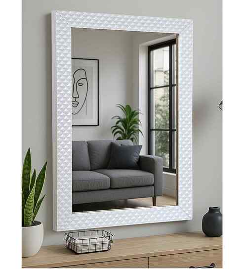White Glass Bathroom Wall Mirror