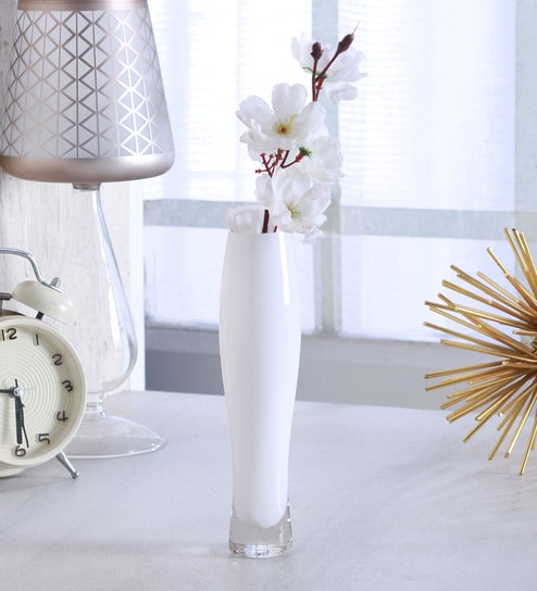 Buy White Glass Coloured Glass Bud Vase By Fourwalls Online