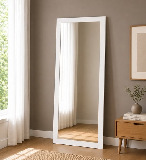 White Glass Uprise Full Length Mirror