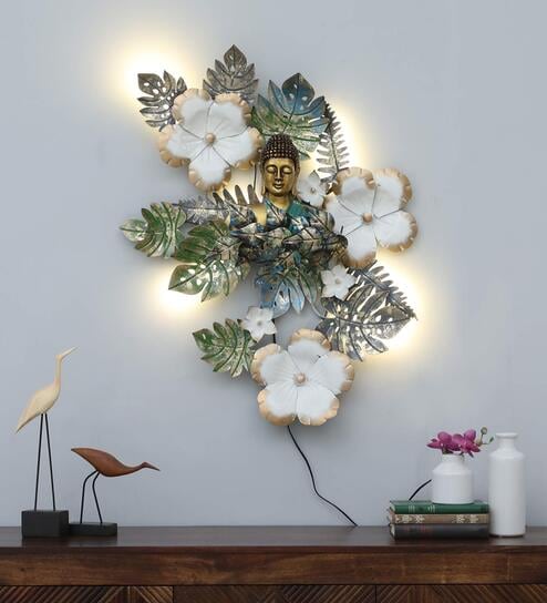 White Iron Budha Tree Wall Art