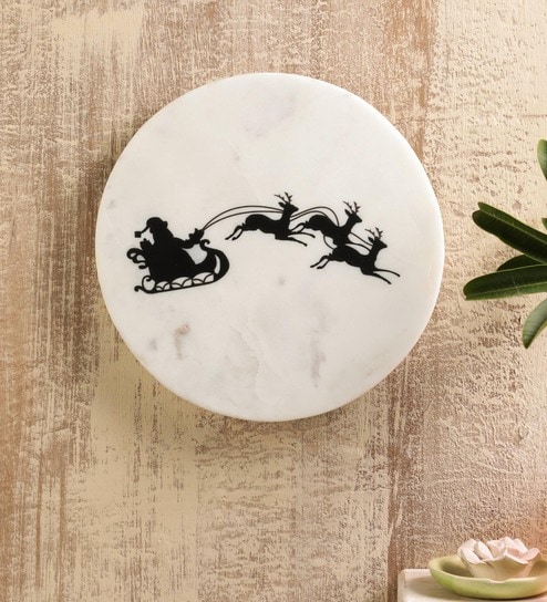 White Its Christmas Digital Printed Marble Abstract Art Print by POSH N PLUSH