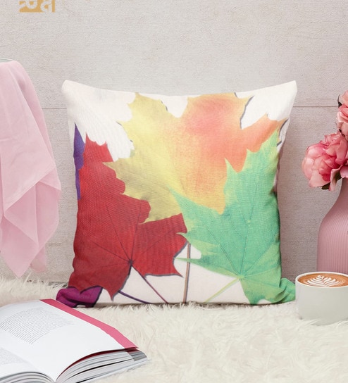 White Jute Floral 40x40 inches Cushion Covers Set of 5