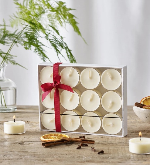 White Lavender Scented Christmas Tealight Candle Set Pack of 12 for Holiday Ambiance & Relaxation