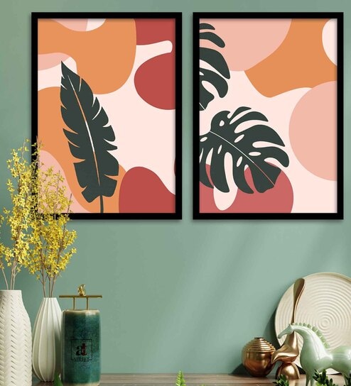 White Leaf Set Of 2 Framed Art Print