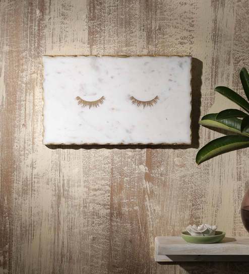 White Marble Blush On Hand Painted Wall Accent