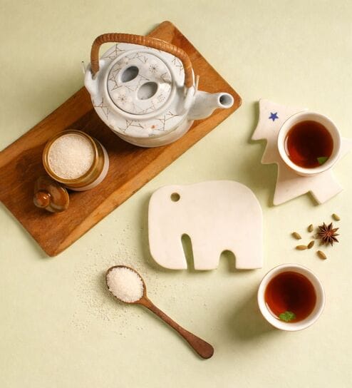 srjana White Marble Elephant Shaped Coaster-picture-27