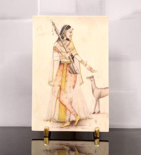 White Marble Mughal Decorative Plate Showpiece