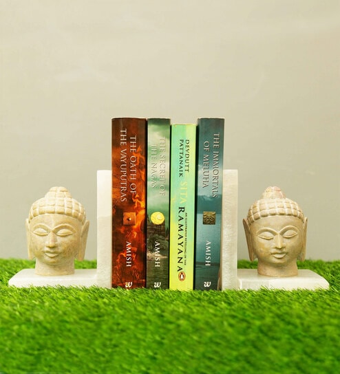 Buddha Off White Marble Book End