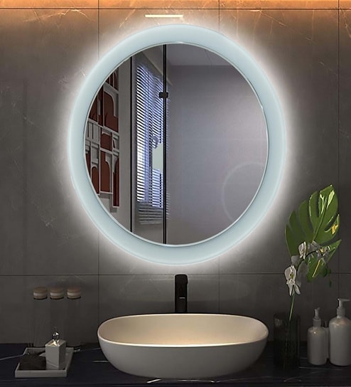 k k glass & aluminium White Round Shape LED Wall Mirror-picture-26