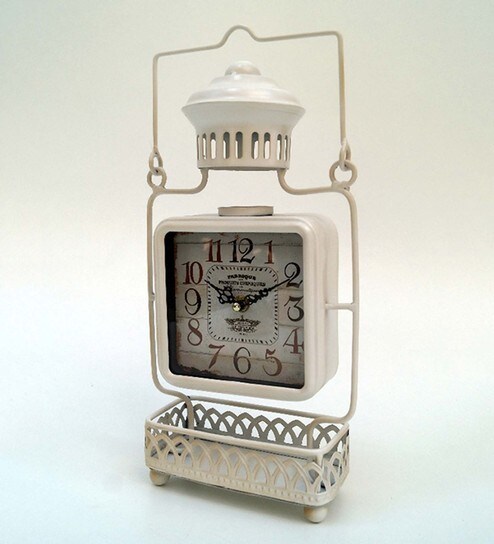 Buy White Metal Glass Table Clock By Tu Casa Online Vintage
