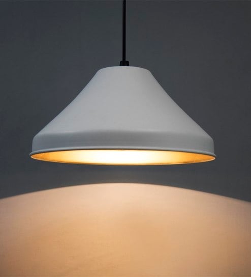 Plaza White Metal Hanging Light