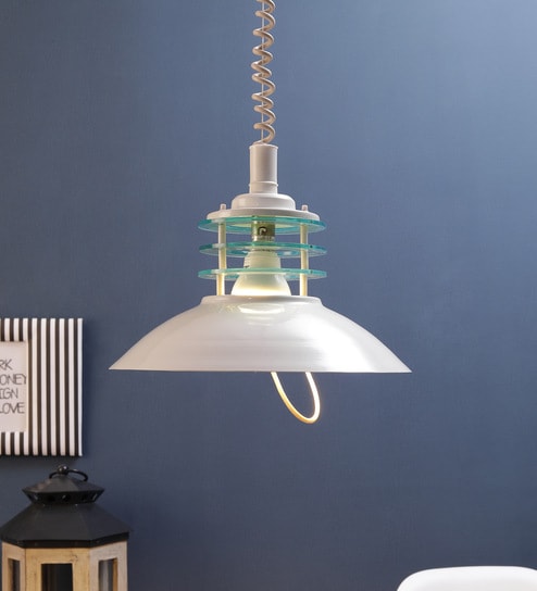 Bergen White Metal Hanging Light