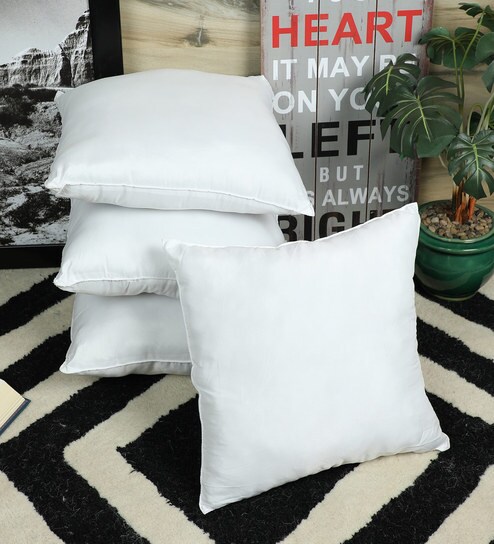 Buy White Microfiber 16x16 Inch Cozy Pillow Inserts Set Of 4 By