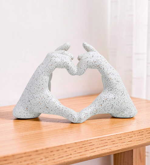White Modern Heart Shape Hand Showpiece-Vintage Finish