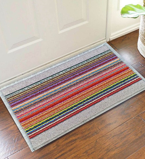 Buy White Nylon 23x15 Inches Magic Door Mat By Status Online