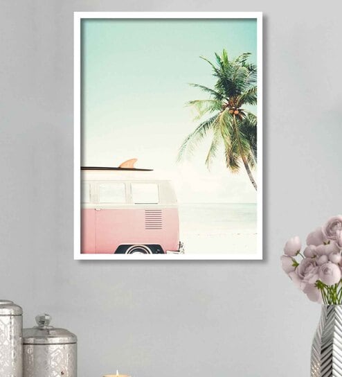 White Canvas Framed People and Places Art Print