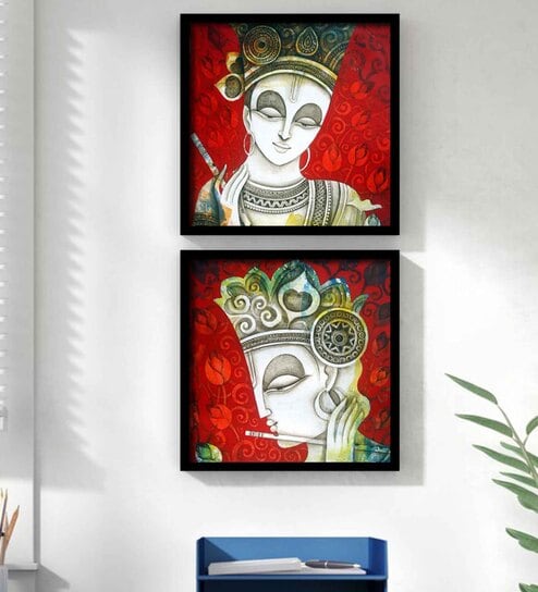 White Canvas Framed Wildlife Art Print Set of 2