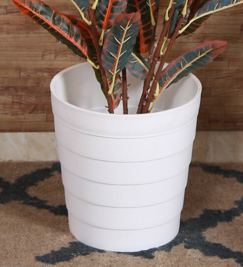 Buy White Plastic Container For Plant By Fourwalls Online Floor