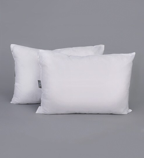 White Polyester 14 x 20 Inch Pillows - Set of 2 by SWHF