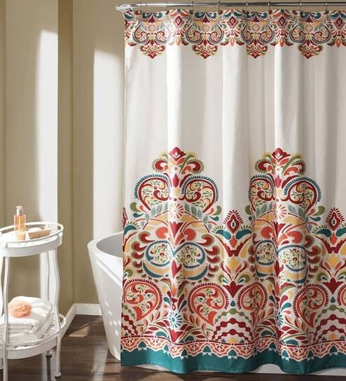 White Shower Polyester 6 Ft Semisheer Eyelet Shower Curtain