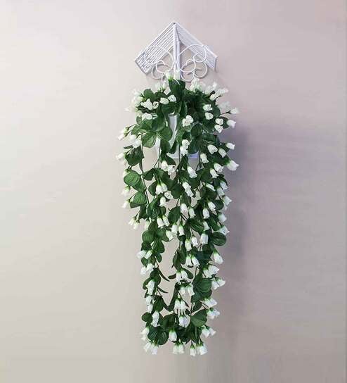 White Polyester Creeper Pot Artificial Flowers