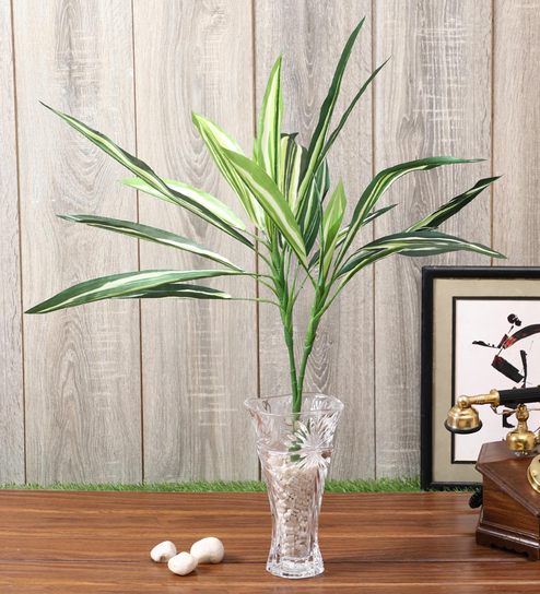 White Polyester Artificial Draceana Plant Without Pot