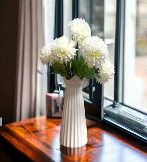 White Polyester Artificial Flower by Art Street