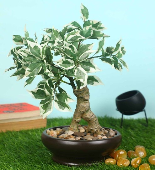 White Polyester Artificial Plant With pot