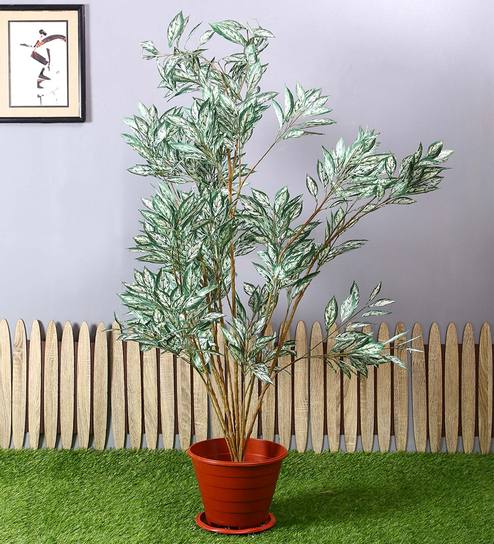 White Polyester Artificial Plant Without Pot
