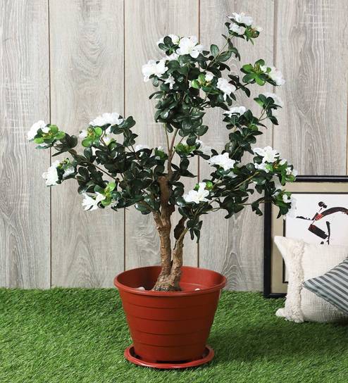 White Polyester Artificial Plant Without Pot