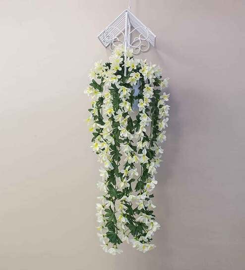 White Polyester Stunning Artificial Creeper for Wall Hanging Without Pot