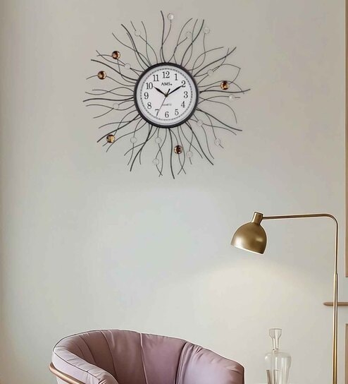 White Round Analog Modern Clock With Quartz Movement