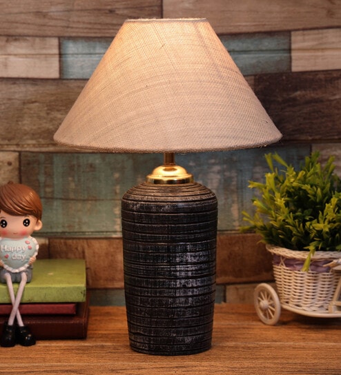 Beige Shade Table Lamp With Terracotta Base By Foziq