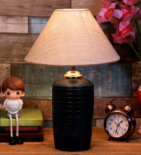 Bastian White Natural Fiber Shade Night Lamp With Teracotta Base By Foziq