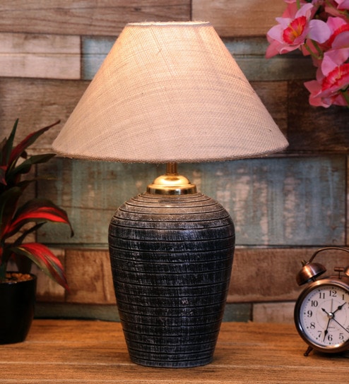 Beige Shade Table Lamp With Terracotta Base By Foziq