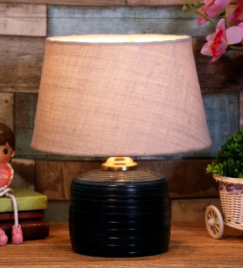 Beige Shade Table Lamp With Terracotta Base By Foziq