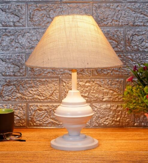 Brown Shade Table Lamp With Metal Base By Foziq