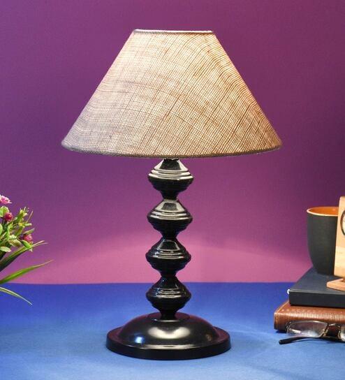 Brown Shade Table Lamp With Metal Base By Foziq