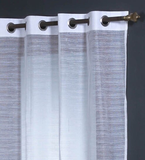 Buy White Sheer Cotton 7 Feet Eyelet Window Curtain By Marigold