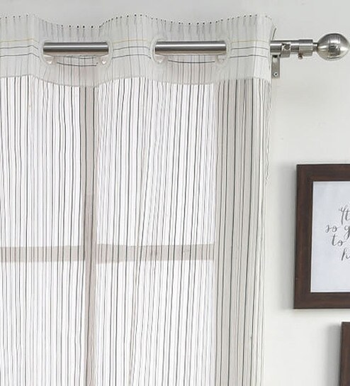 Buy White Sheer Polyester 5 Feet Eyelet Window Curtain By Skipper