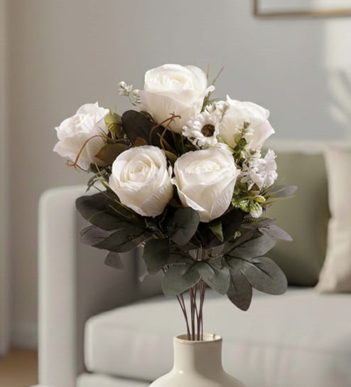 White Silk Rose Silk Bunch Single Stem Flower