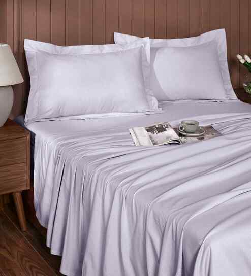 White Stripe 200 TC Cotton King Size Bed Sheet with 2 Pillow Covers 24 Collection
