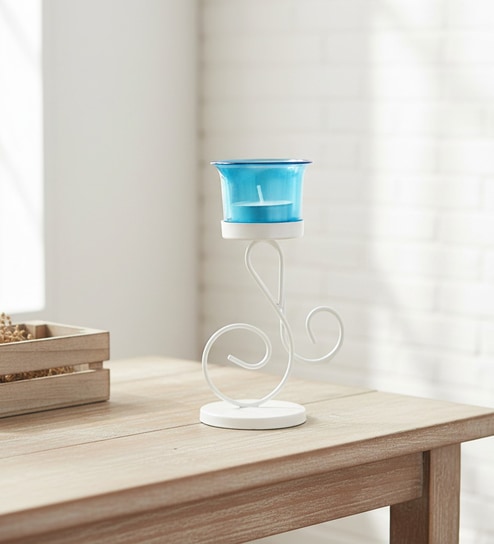 White Table Top Tealight Candle Holder with Free Tea light