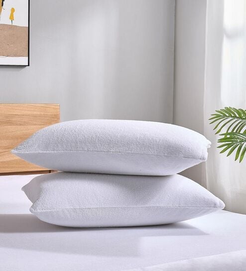 White Terry 300 TC Waterproof 18x28 inches Pillow Protector Covers Set of 2