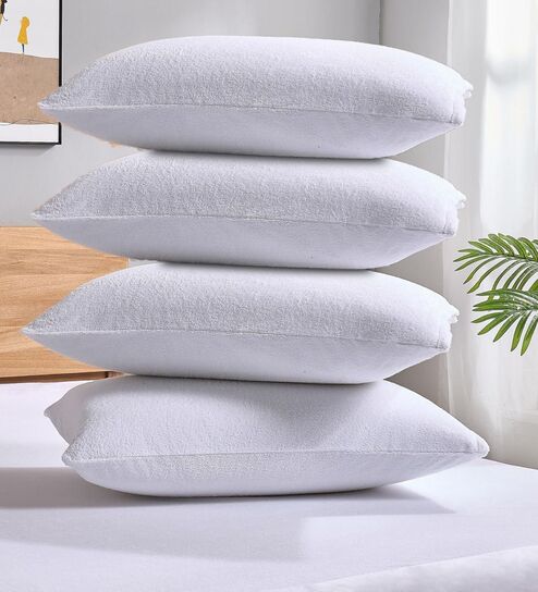 White Terry 300 TC Waterproof 18x28 inches Pillow Protector Covers Set of 4