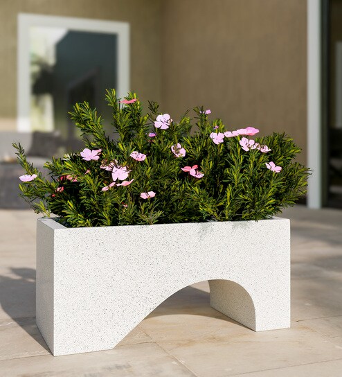 White UCTR Marble rectangular 2411 Planter